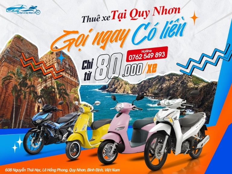 Thuê xe máy Quy Nhơn – Dịch vụ giao tận nơi, hỗ trợ 24/7